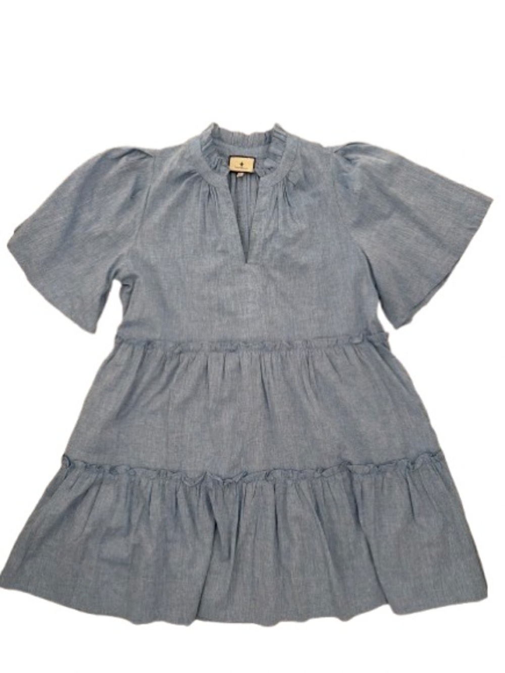 Tuckernuck Chambray Blue Tiered Cotton Dress